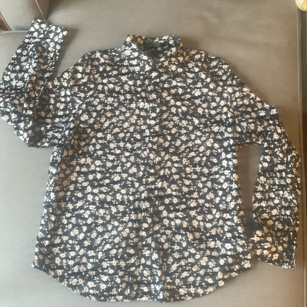 Lauren Ralph Lauren Black Floral Button-Down Shirt
